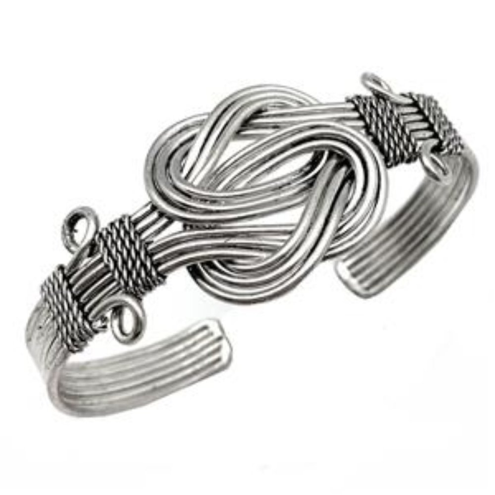 Artisan Handcrafted Infinity Knot Silver Plated Adjustable Cuff Bracelet